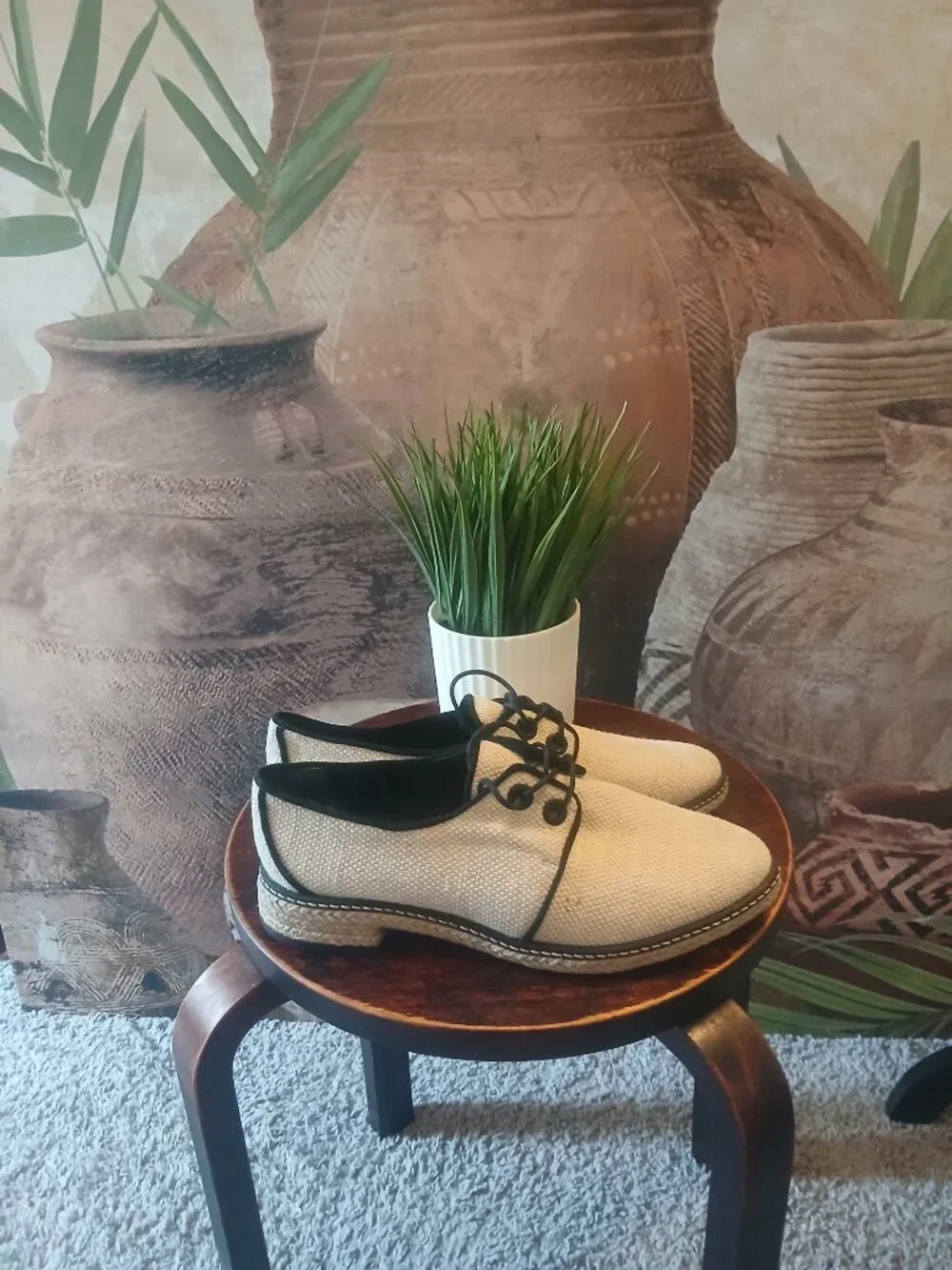 TORY BURCH fawn linen oxford espadrilles Size 7.5M